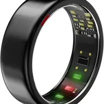 Smart Ring for Women Men- Sleep/Fitness/Stress/Heart Rate Tracker- Menstrual Records - 7 Days Battery Life - Wireless Charging - No APP Subscription - iOS & Android Compatible (Black, Size 9)